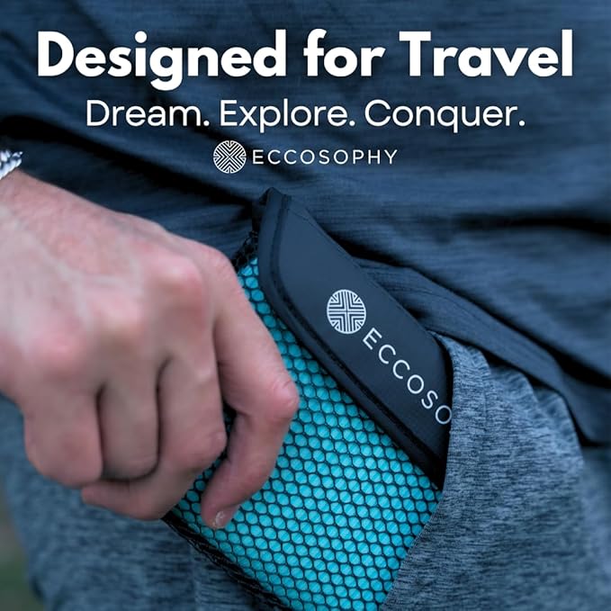 ECCOSOPHY Microfiber Beach Towel – Quick Dry Gym Towel, Highly Absorbent with Ribbed Texture, Lightweight – Ideal for Travel, Pool, Yoga, Fitness & Outdoor Adventures – 40x20 Charcoal-StrideForce Fitness