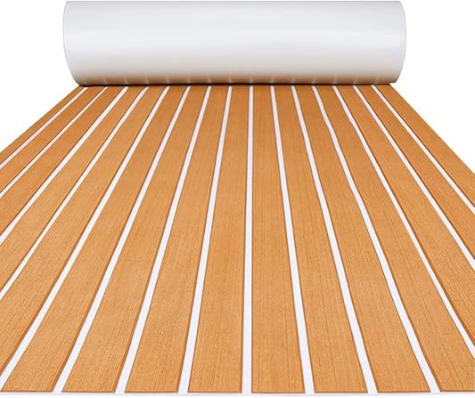 FOCEAN Boat Flooring EVA Foam Boat Decking Faux Teak Marine Flooring Boat Mat Boat Carpet Sheet for Motorboat RV Yacht Kayak Surfboard, 94.5"x 47.2"/35.4"/23.6"/15.7"-StrideForce Fitness