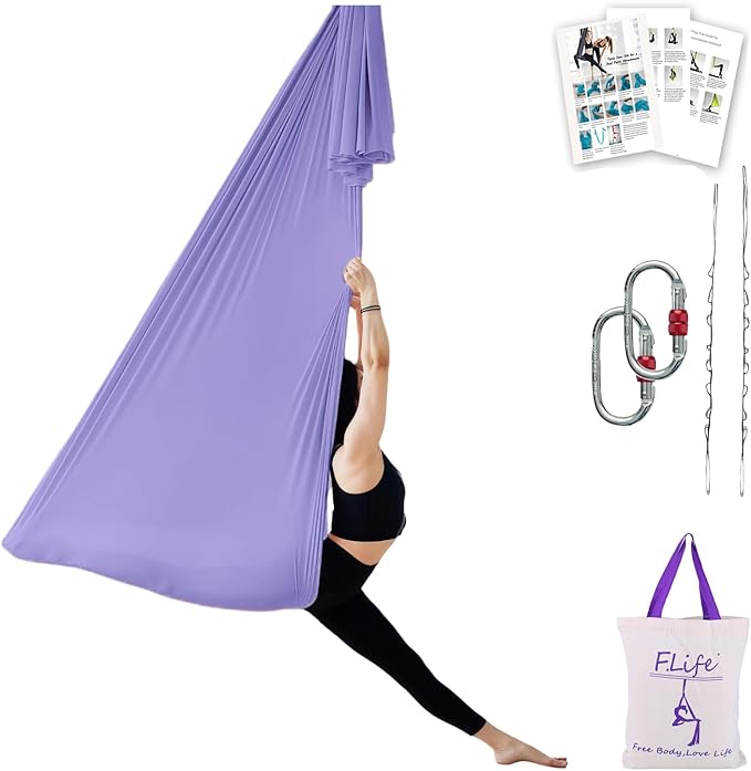 F.Life Aerial Silk Yoga Hammock & Swing for yoga Inversion,Strength training,starter hardware kit-StrideForce Fitness