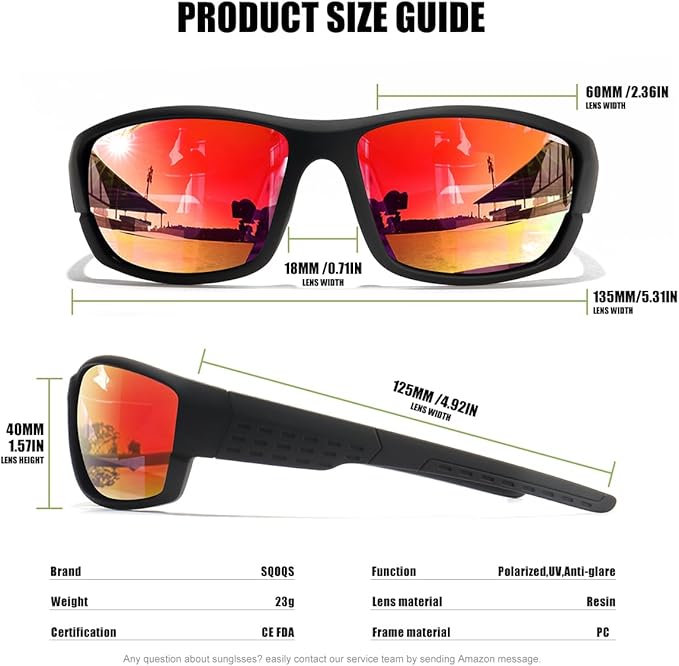 Polarized Sports Sunglasses Men UV400 Protection Lightweight Wrap Around Goggles for Cycling Fishing Driving Running-StrideForce Fitness