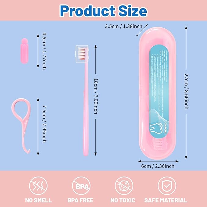 Orthodontic Care Kit for Invisalign Users –V-Shape Toothbrush, 2 Flavored Chewies, Aligner Removal Tool, Breathable Retainer Case – Portable Dental Cleaning Set for Travel & Daily Use