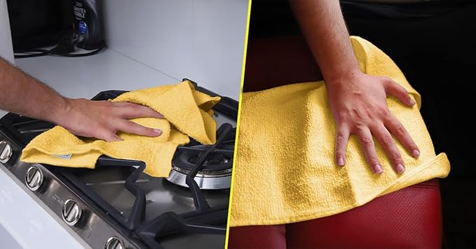 Avalon Towels Terry Bar Mop Towels (Value Pack of 60) Size 14"x17" – Absorbent and Durable, Multipurpose Cleaning Rags, Cotton Cleaning Cloths, Terry Cloth Rags, Reusable Shop Rag (Yellow)-StrideForce Fitness