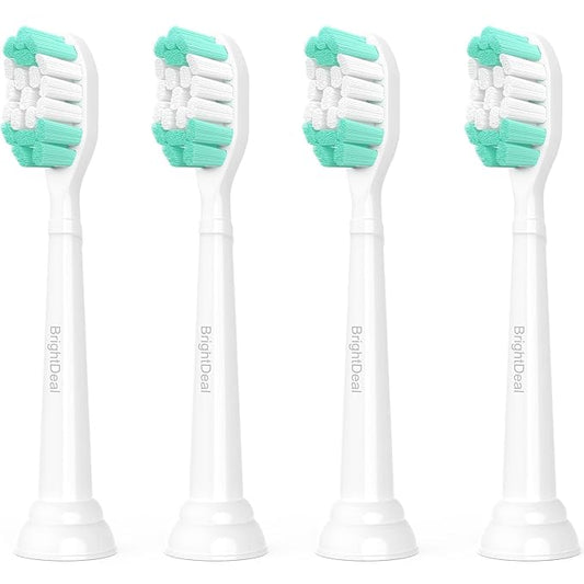BrightDeal Replacement Toothbrush Heads for Philips Sonicare ProtectiveClean 4100 5100 6100 DailyClean DiamondClean EasyClean PowerUp Plaque Control Gum Health C2 G2 HX6817/01 HX6857/11 White, 4 Pack