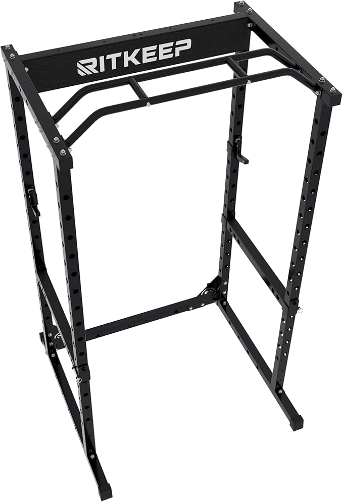 RitKeep Power Rack RMAX 2250 Multi-Function Power Cage for Strength Training - 1200lb Capacity Squat Rack with Multi-Grip Pull-Up Bar, Safety Bars, and J-Hook for Home Gym-StrideForce Fitness