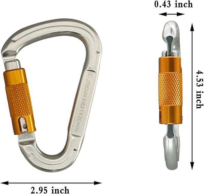 SOB Auto Locking Climbing Carabiner Clips,Heavy Duty Asymmetrical Carabiner Connector Used for Rappelling Gear Rescue Outdoor Projects Dog Leash-StrideForce Fitness