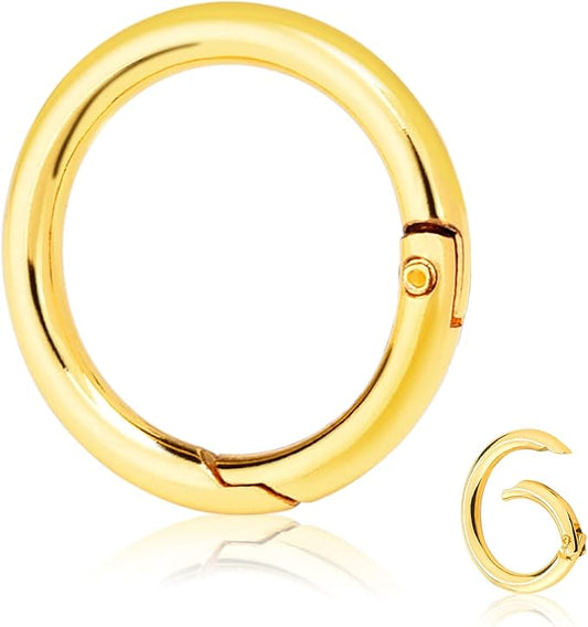 10 Pack 1 Inch Gold Spring O Rings, Metal Keychain Ring Round Carabiner Clips for Replacement Purse Ring Hardware, Keyrings Buckles, Paracord Keychain Lanyard, Home Car Keyrings Attachment-StrideForce Fitness