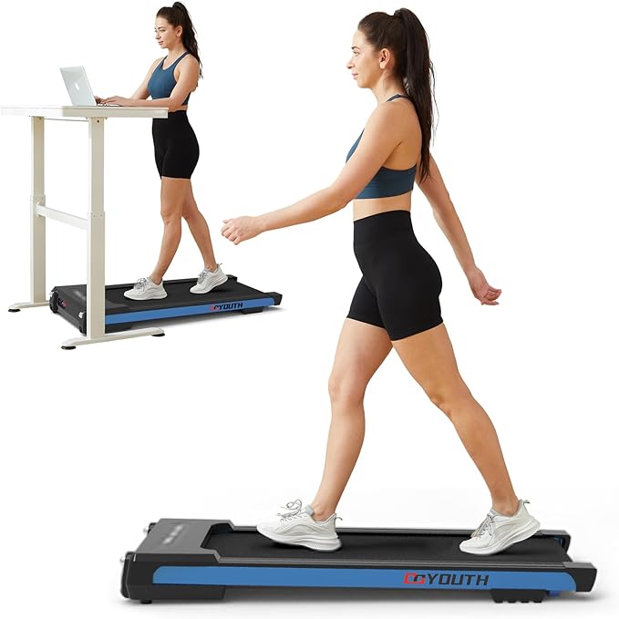 GOYOUTH Walking Pad Treadmill, Under Desk Treadmill for Home Office, Wide Belt Compact Treadmills 300 lbs Capacity, 2.25HP Shock-Absorbing Walking Jogging Running Machine Remote Included-StrideForce Fitness