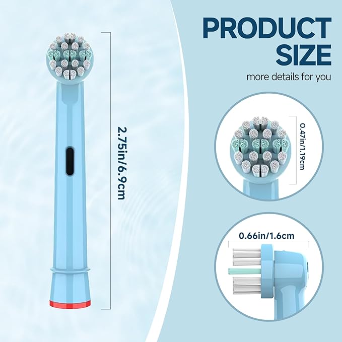 Kids Toothbrush Heads Compatible with Oral B - Electric Toothbrushes, Replacement Brush Heads with Protective Caps, 4/8/12/16 Pack (8)