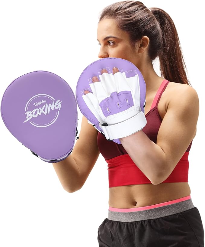 Valleycomfy Boxing Curved Focus Punching Mitts- Leatherette Training Hand Pads-StrideForce Fitness