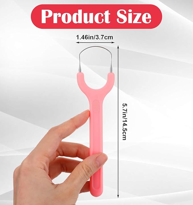 6Pack Tongue Scraper, Stainless Steel Tongue Cleaner for Adults, Metal Oral Hygiene Tool for Bad Breath, Easy to Use & Portable (3 Color)