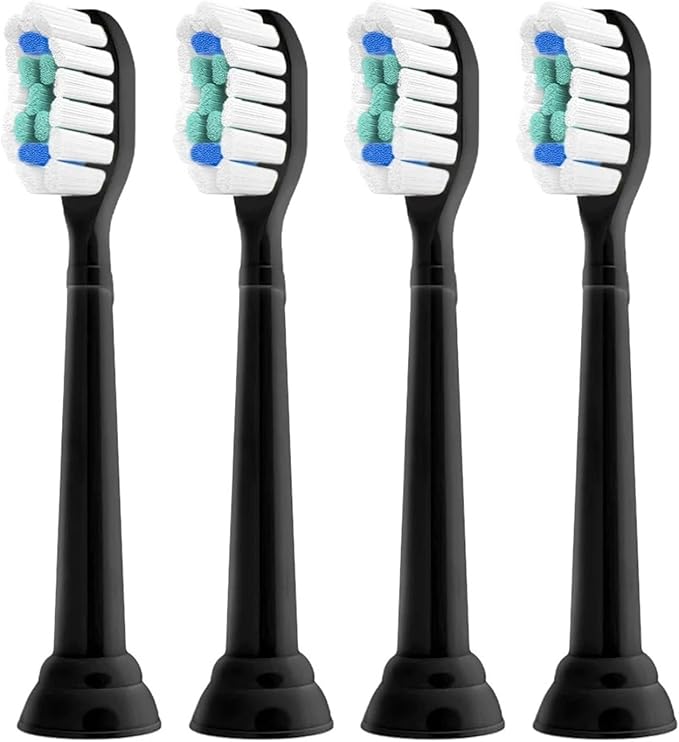 Replacement Toothbrush Heads, Compatible with Philips Sonicare Diamond Electric Brush Clean Refill for Hx6920 4100 2 Series(Black-4 Pcs)