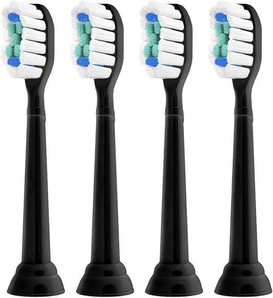 Replacement Toothbrush Heads, Compatible with Philips Sonicare Diamond Electric Brush Clean Refill for Hx6920 4100 2 Series(Black-4 Pcs)