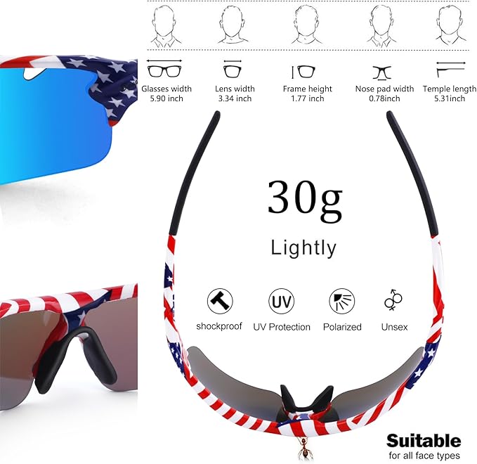 BangLong Polarized Sports Sunglasses Cycling Sun Glasses for Men Women with 5 Interchangeable Lenes for Running Baseball Golf-StrideForce Fitness