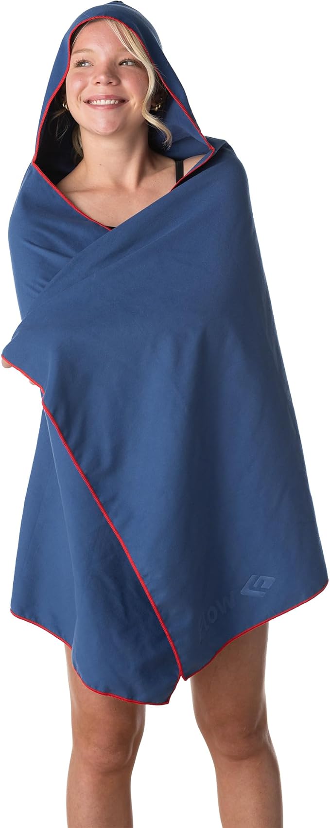 Flow Hydro Sport Towel - Microfiber Quick Dry Swimming Towels for Swim, Pool, Triathlon, and Other Water Sports in Medium, Large, Extra Large, and Hooded Sizes (Navy, Large w/Hood)-StrideForce Fitness