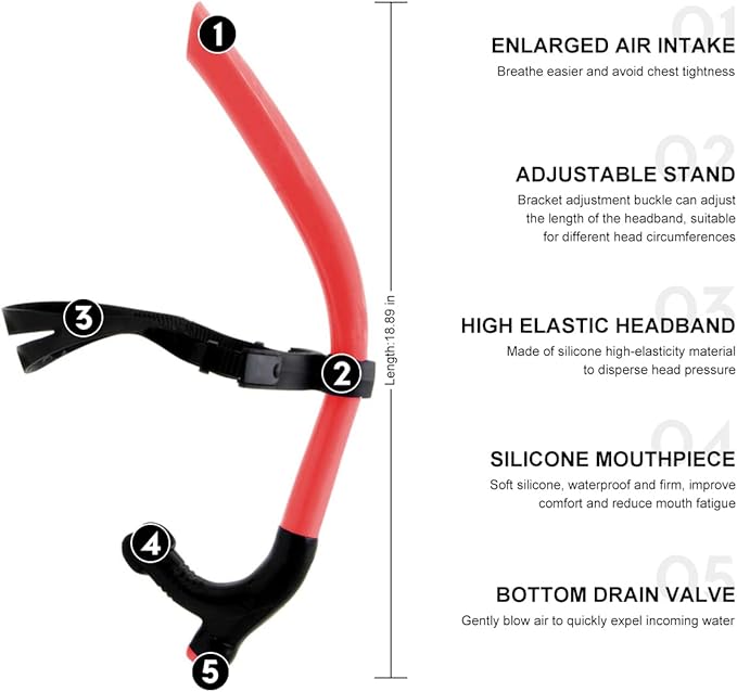 Snorkel Swim Training Practice Freestyle Learn to Swim for Pool Swimming and Open Water Snorkeling-StrideForce Fitness