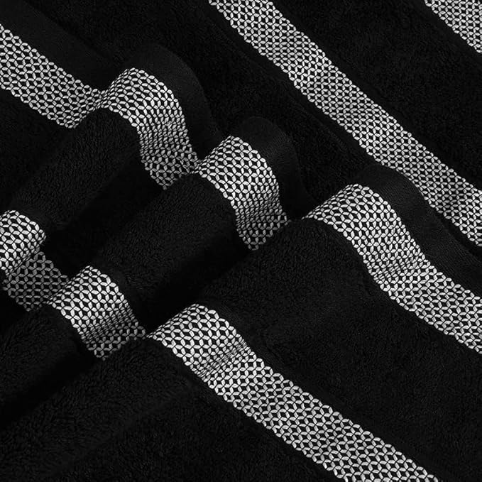 CASA COPENHAGEN, Solitaire 10 Pieces Hand Towel Set- Jet Black, 600 GSM, 16x28 Inches, Designed in Denmark Super Soft Egyptian Cotton Towels for Bathroom & Kitchen-StrideForce Fitness