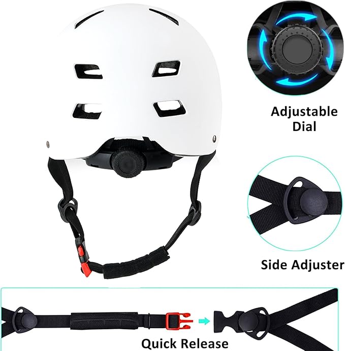 Bike Helmet 3 Sizes for Teenager Kids Youth Adults,Bavilk Skateboard Helmet Adjustable Multi-Sport Bicycle Cycling Scooter Roller Skate Inline Skating Rollerblading for Girls Boys Women Men Teen-StrideForce Fitness