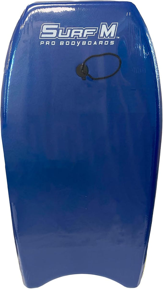 PMU 33 Inch Blue Bodyboard - Lightweight Wrist Leash, Slick Bottom Boards for Beach, Sea & Pool - Surfing Board for Kids, Teens & Adults Wave Conditions Pkg/1-StrideForce Fitness