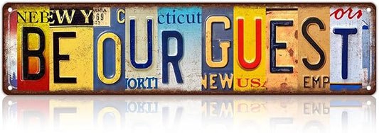 Vintage Be Our Guest Wall Decor Street Signs Metal Tin Signs 16 x 4 Inches-StrideForce Fitness