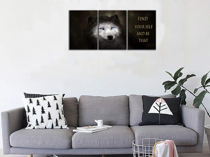 3 Panels Wolf Picture Motivational Wall Art Inspirational Canvas Painting Pictures Modern Entrepreneur Quotes Posters Prints Artwork for Home Office Decor House Decorations Class Room School to Hang-StrideForce Fitness