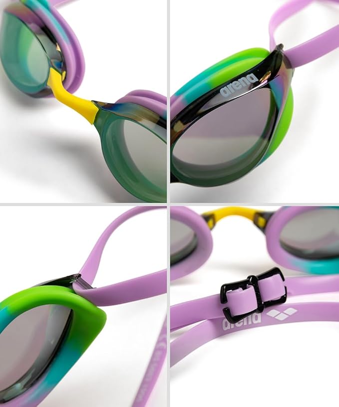 ARENA Unisex Python Racing Swim Goggles for Men and Women Anti-Fog No Leak Max Comfort Dual Strap, Mirror/Non-Mirror Lens-StrideForce Fitness