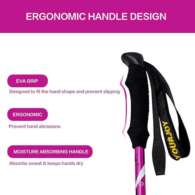 Hiking Trekking Poles, 2 Pack Anti Shock, Adjustable, Collapsible Hiking Poles for Trekking or Walking, Lightweight Aluminum Sticks for Children-StrideForce Fitness