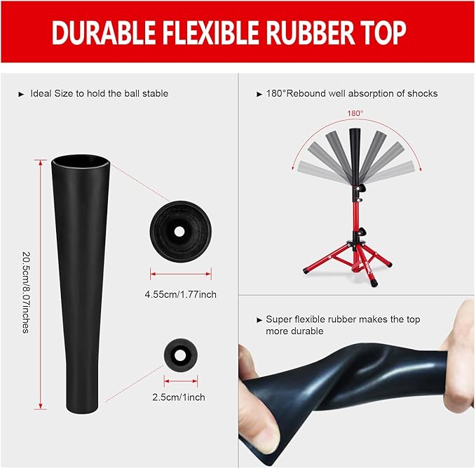 Baseball Softball Tee for Kids Toddles 3-10 Years Batting Hitting Tee T Ball Set Stand for Baseball Trainer Easy Adjustable Height 20.5''-29.5''Portable w/Carry Bag for Indoor Outdoor-StrideForce Fitness