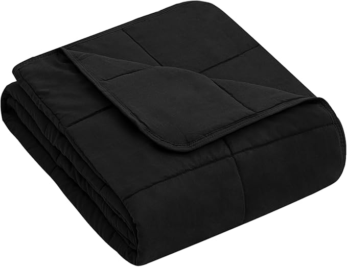 yescool Weighted Blanket (10 lbs, 41" x 60", Black) Cooling Heavy Blanket for Sleeping Perfect for 90-110 lbs, Breathable Blanket with Premium Glass Bead, Machine Washable-StrideForce Fitness