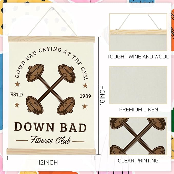 Gym Motivational Posters Funny College Dorm Posters Gifts for Guys Girls Friends Down Bad Crying at The Gym Flag Wall Art Decor Sign for Home Gym Bedroom Office-StrideForce Fitness