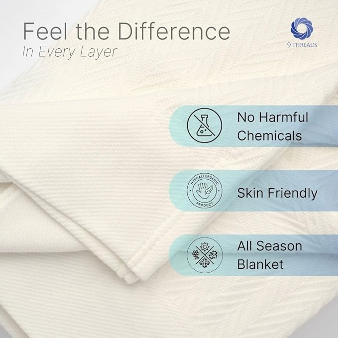 100% Cotton Herringbone Weave Blankets, 66" X 90" Twin, Throw Blanket for Bed, All Season Cotton Blanket, Cozy Blanket,Throws & Bed Blanket, Throw Blanket for Couch, Modern Home Decor -Tusk-StrideForce Fitness