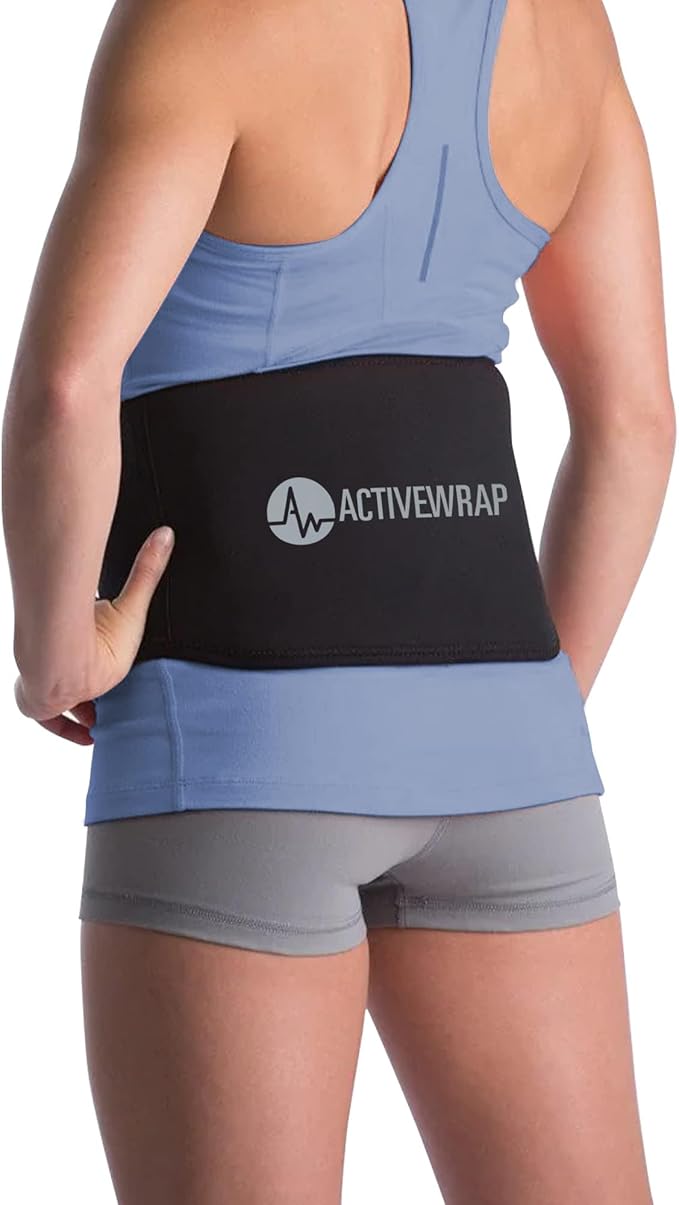 ActiveWrap Back Heat Ice Wrap with Reusable Gel Pack and Support. for Sciatica, Lumbar Strains, Stiffness & Low Back Pain Relief. Portable Heat Compress for Spine Recovery. Hot and Cold Therapy-StrideForce Fitness