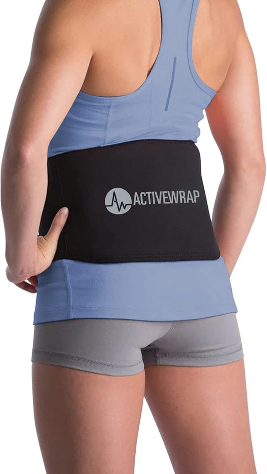 ActiveWrap Back Heat Ice Wrap with Reusable Gel Pack and Support. for Sciatica, Lumbar Strains, Stiffness & Low Back Pain Relief. Portable Heat Compress for Spine Recovery. Hot and Cold Therapy-StrideForce Fitness
