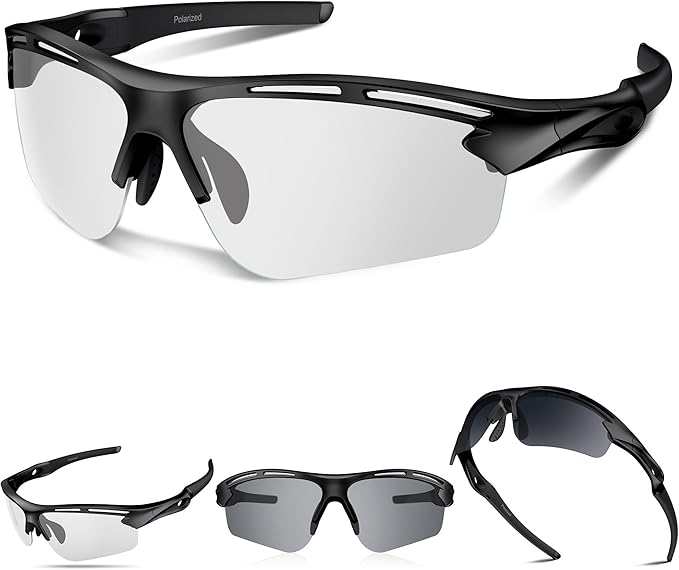 Polarized Sports Sunglasses for Men Women,UV400 Protection Sunglass for Running Cycling Fishing Hiking TR90-StrideForce Fitness