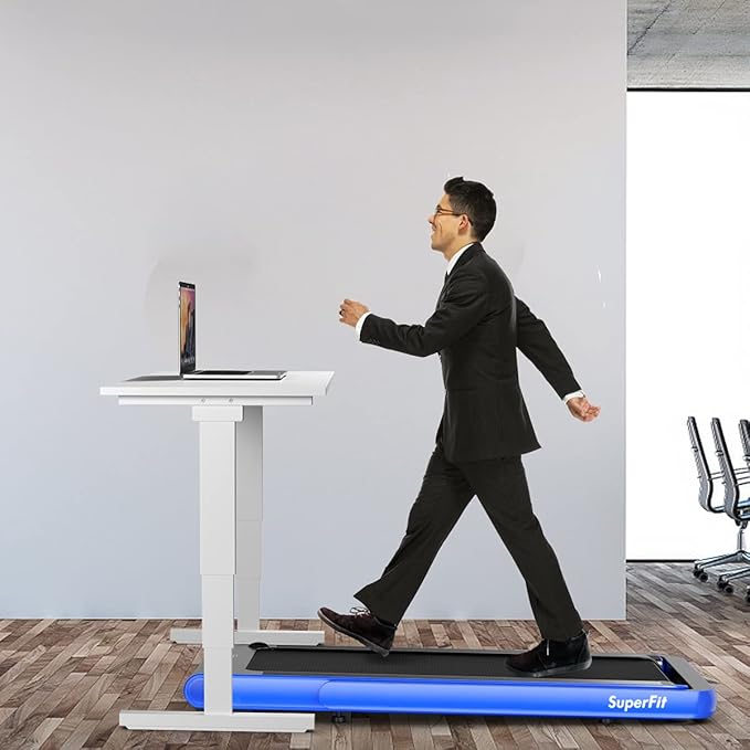 GYMAX Walking Pad, 4.75HP Under Desk Treadmill with LED Touch Screen, App Control, Built-in Speaker & Handle, 2 in 1 Folding Compact Portable Treadmill for Home Small Space-StrideForce Fitness