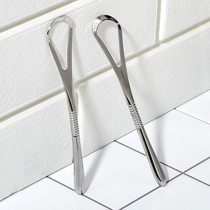 IBANCOOL Tongue Scraper – 316L Stainless Steel Tongue Cleaner with Ergonomic Design to Minimize Gag Reflex, Deep Cleaning Tool, Made in Korea (Basic type for Teens)