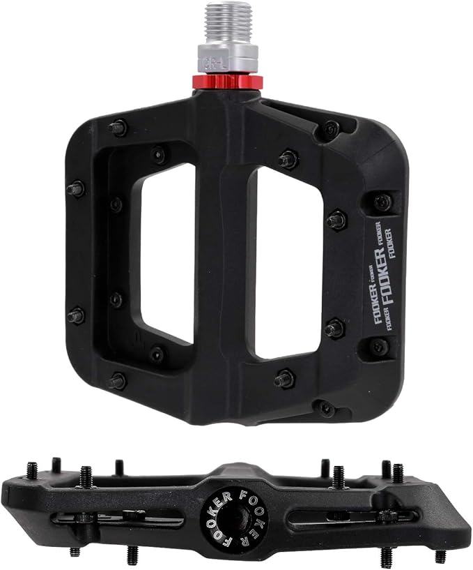 FOOKER MTB Pedals Mountain Bike Pedals 3 Bearing Non-Slip Lightweight Nylon Fiber Bicycle Platform Pedals for BMX MTB 9/16"-StrideForce Fitness