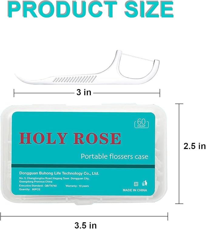 Holy rose Portable Dental Floss Dispenser 2 Box, Portable Floss Picks Case with Adult Floss Sticks 80 Count,Flossers Toothpicks Boxs Perfect for Home,Travel Cleaning Teeth Oral Care Best Tool(Pink)