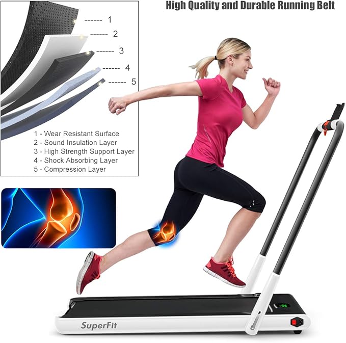 GYMAX Walking Pad, 2 in 1 Free Installation Under Desk Treadmill with Smart App, Remote Control & LED Display, 2.25HP Foldable Portable Compact Running Machine for Small Spaces Home Office-StrideForce Fitness