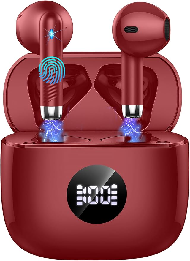 Wireless Earbuds, Bluetooth 5.4 Headphones LED Power Display Ear Buds Bass Stereo, Bluetooth Earbuds in-Ear Noise Cancelling Mic, 40H Playback Mini Case IP7 Waterproof Sports Earphones for Android iOS-StrideForce Fitness