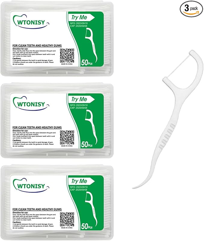 Unflavored Floss Picks, Thin Thread Eco Friendly Toothpick Stick Soft On Gum & Teeth, 150 Count Plastic Free Tooth Flosser for Adults & Kids,for Family, Hotel, Restaurant, car,Travel use