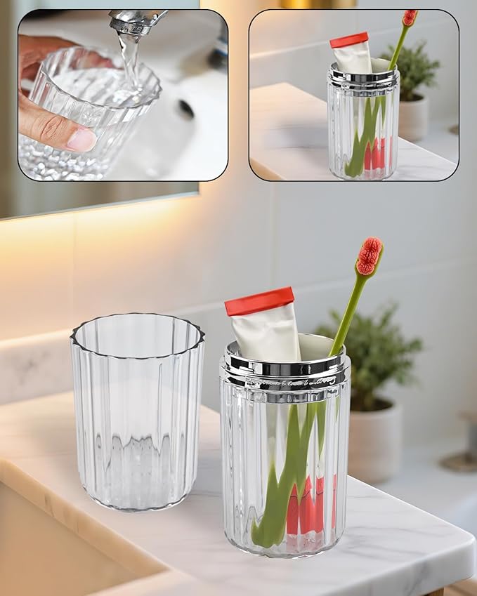 Travel Toothbrush Case, Travel Toothbrush Holder, Portable Toothpaste Storage Container for Business Trip School Camping Bathroom(Clear)