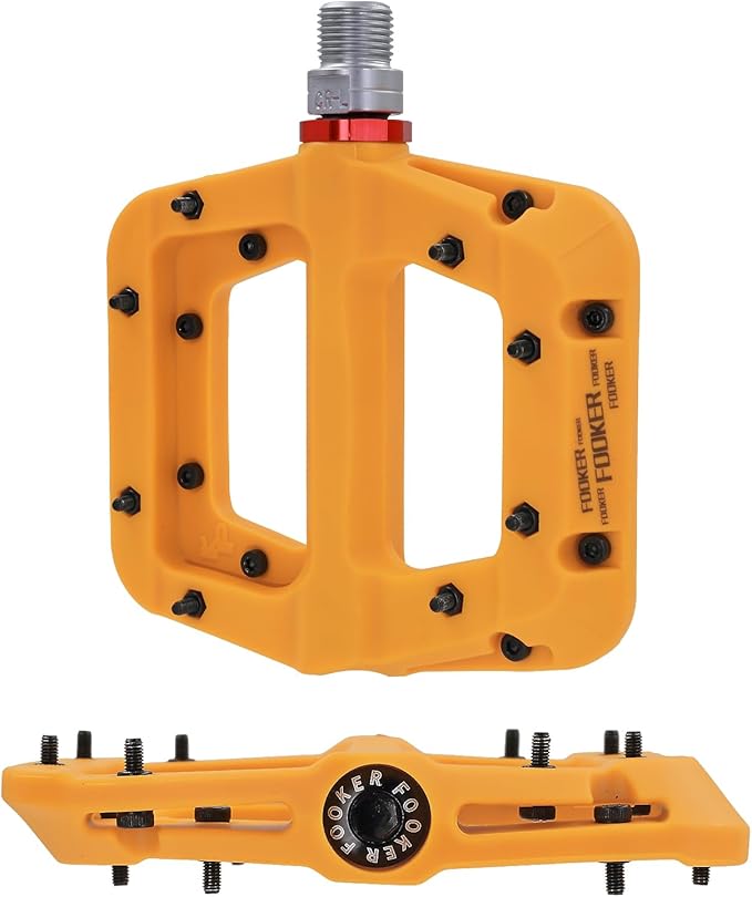 FOOKER MTB Pedals Mountain Bike Pedals 3 Bearing Non-Slip Lightweight Nylon Fiber Bicycle Platform Pedals for BMX MTB 9/16"-StrideForce Fitness