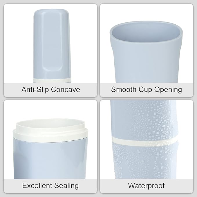 Surblue Travel Toothbrush Case Detachable Toothbrush Holder with Cover Portable Toothbrush Container for Vacation Camping Dorm Bathroom,Blue