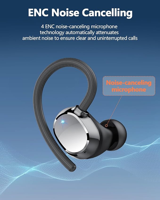 Ear Buds Wireless Bluetooth Earbuds Sport 2025 New Bluetooth 5.3 Headphones with LED Display 128H Playtime Powerful Bass Over Ear Earphones with Earhooks IP7 Waterproof for Gym/Running/Workout-StrideForce Fitness