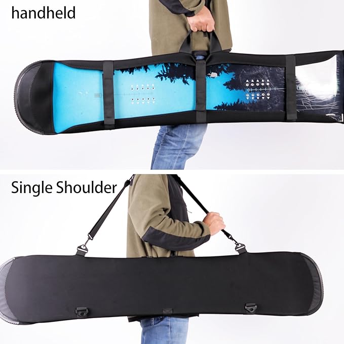 Snowboard Cover Sleeve Case, Snowboard Sleeve Bag Adjustable Soft Cover with Shoulder Strap Bag with Binding-StrideForce Fitness
