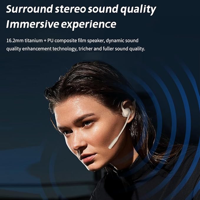 IHAO Open Ear Air Conduction Bluetooth Headphone Dual Mic Rotatable Boom Mic Active Noise Cancellation IPX5 Waterproof Bluetooth 5.4 Pain-Free Design for Sports Work Outdoor Activities-DG09 White-StrideForce Fitness