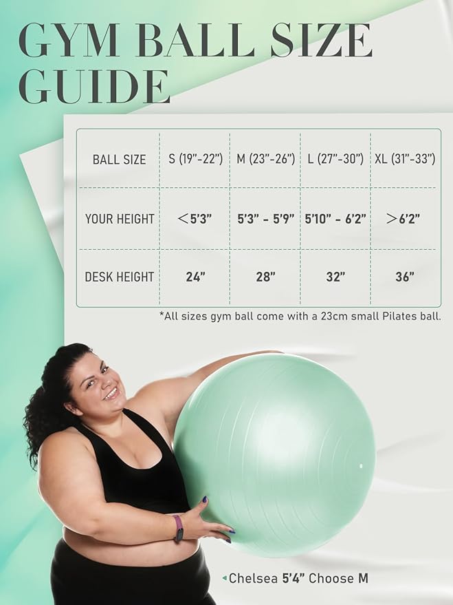 Yoga Ball for Exercise, Pilates Set, 4 Sizes Fitness Ball for Workout, Birthing, Pregnancy, Physical Therapy- Pump Included-StrideForce Fitness