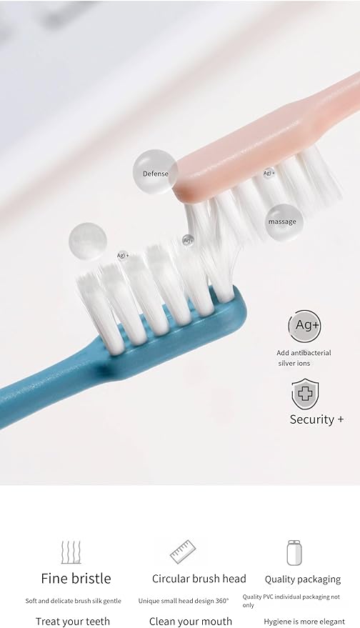 Japanese Toothbrush (4 Per Box) for Adult Couples, Small Head Ultra-fine Soft bristles, Family (Modiran, 4 Per Box)