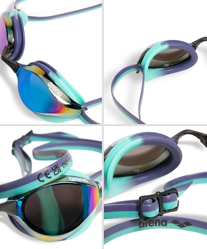 ARENA Unisex Python Racing Swim Goggles for Men and Women Anti-Fog No Leak Max Comfort Dual Strap, Mirror/Non-Mirror Lens-StrideForce Fitness