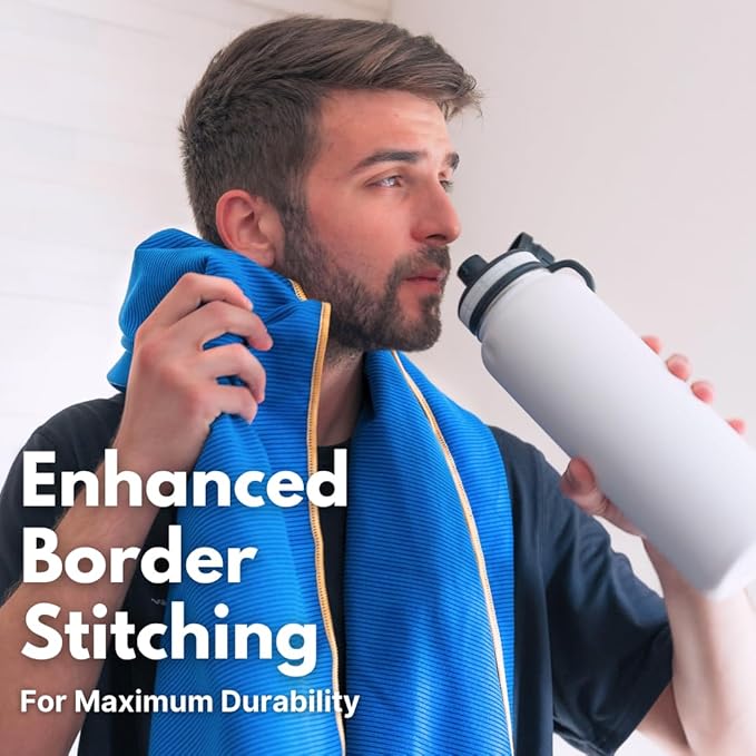 ECCOSOPHY Microfiber Beach Towel – Quick Dry Gym Towel, Highly Absorbent with Ribbed Texture, Lightweight – Ideal for Travel, Pool, Yoga, Fitness & Outdoor Adventures – 40x20 Navy-StrideForce Fitness